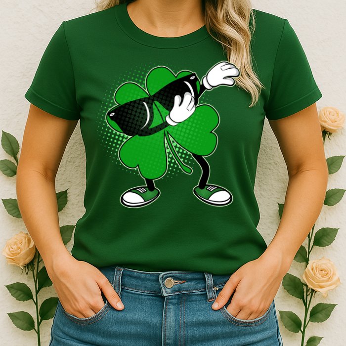 Dabbing St. Patrick's Day Shamrock Womens T-Shirt