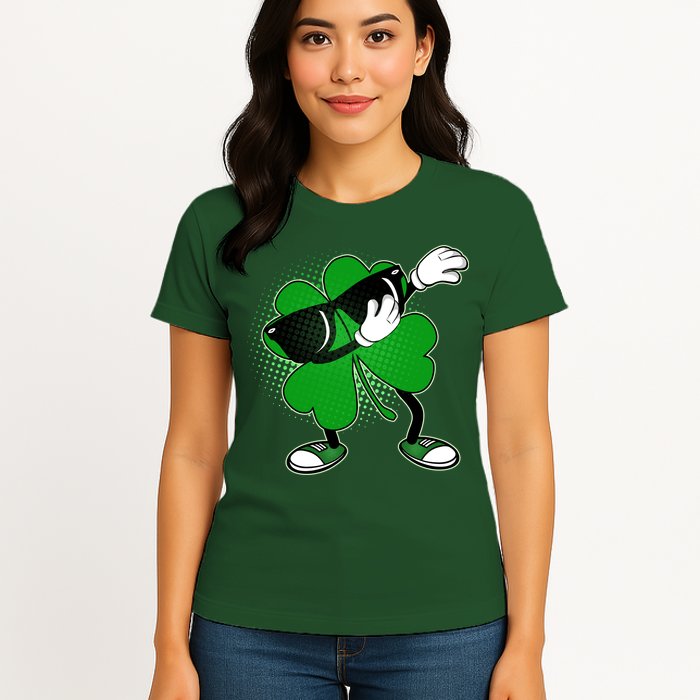 Dabbing St. Patrick's Day Shamrock Womens T-Shirt