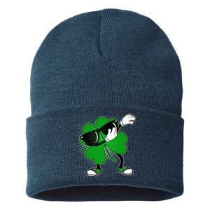 Dabbing St. Patrick's Day Shamrock Sustainable Knit Beanie