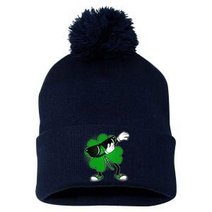 Dabbing St. Patrick's Day Shamrock Pom Pom 12in Knit Beanie