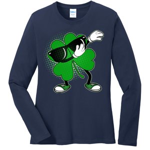 Dabbing St. Patrick's Day Shamrock Ladies Long Sleeve Shirt