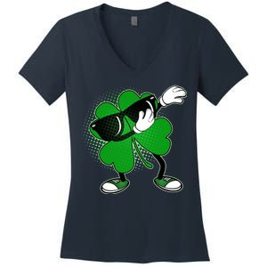 Dabbing St. Patrick's Day Shamrock Women's V-Neck T-Shirt