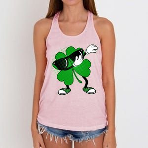 Dabbing St. Patrick's Day Shamrock Women's Knotted Racerback Tank