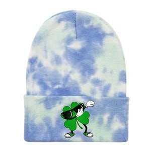 Dabbing St. Patrick's Day Shamrock Tie Dye 12in Knit Beanie