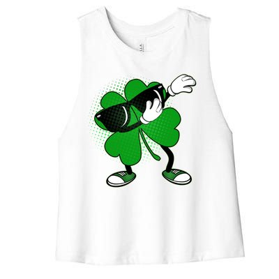 Dabbing St. Patrick's Day Shamrock Women's Racerback Cropped Tank