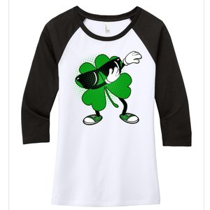 Dabbing St. Patrick's Day Shamrock Women's Tri-Blend 3/4-Sleeve Raglan Shirt