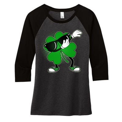 Dabbing St. Patrick's Day Shamrock Women's Tri-Blend 3/4-Sleeve Raglan Shirt