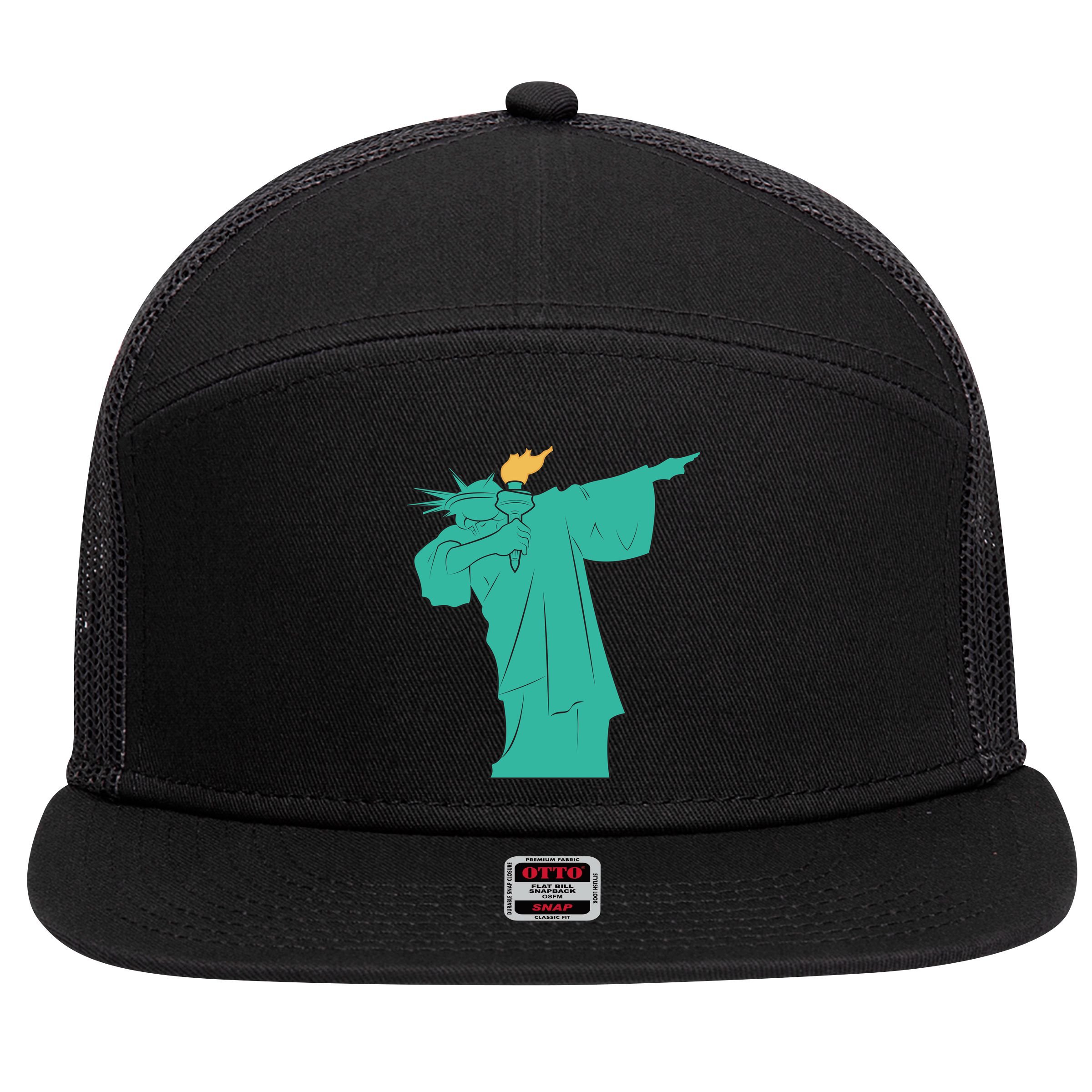 Dabbing Statue Of Liberty 7 Panel Mesh Trucker Snapback Hat