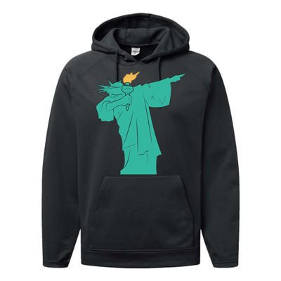 Dabbing Statue Of Liberty Performance Fleece Hoodie