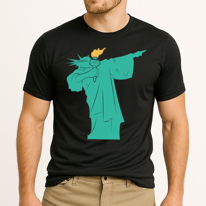 Dabbing Statue Of Liberty Cooling Performance Crew T-Shirt