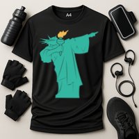 Dabbing Statue Of Liberty Cooling Performance Crew T-Shirt