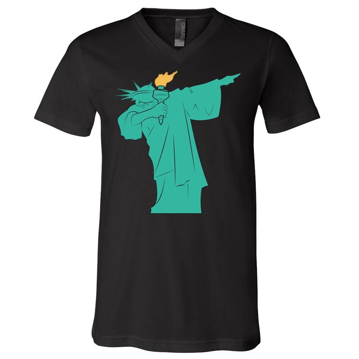 Dabbing Statue Of Liberty V-Neck T-Shirt