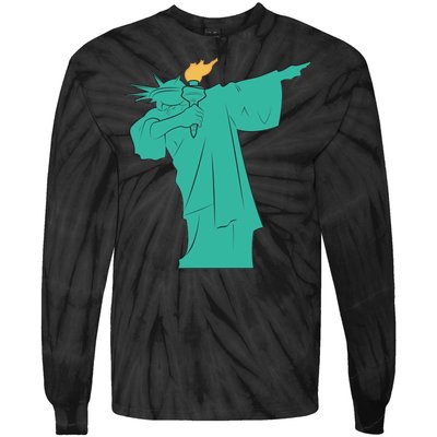 Dabbing Statue Of Liberty Tie-Dye Long Sleeve Shirt