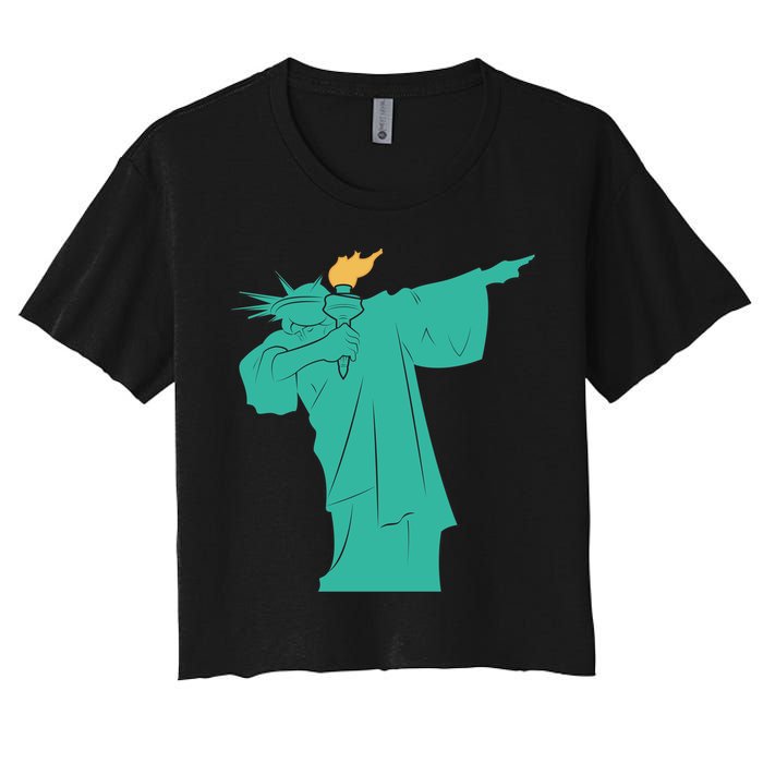 Dabbing Statue Of Liberty Women's Crop Top Tee