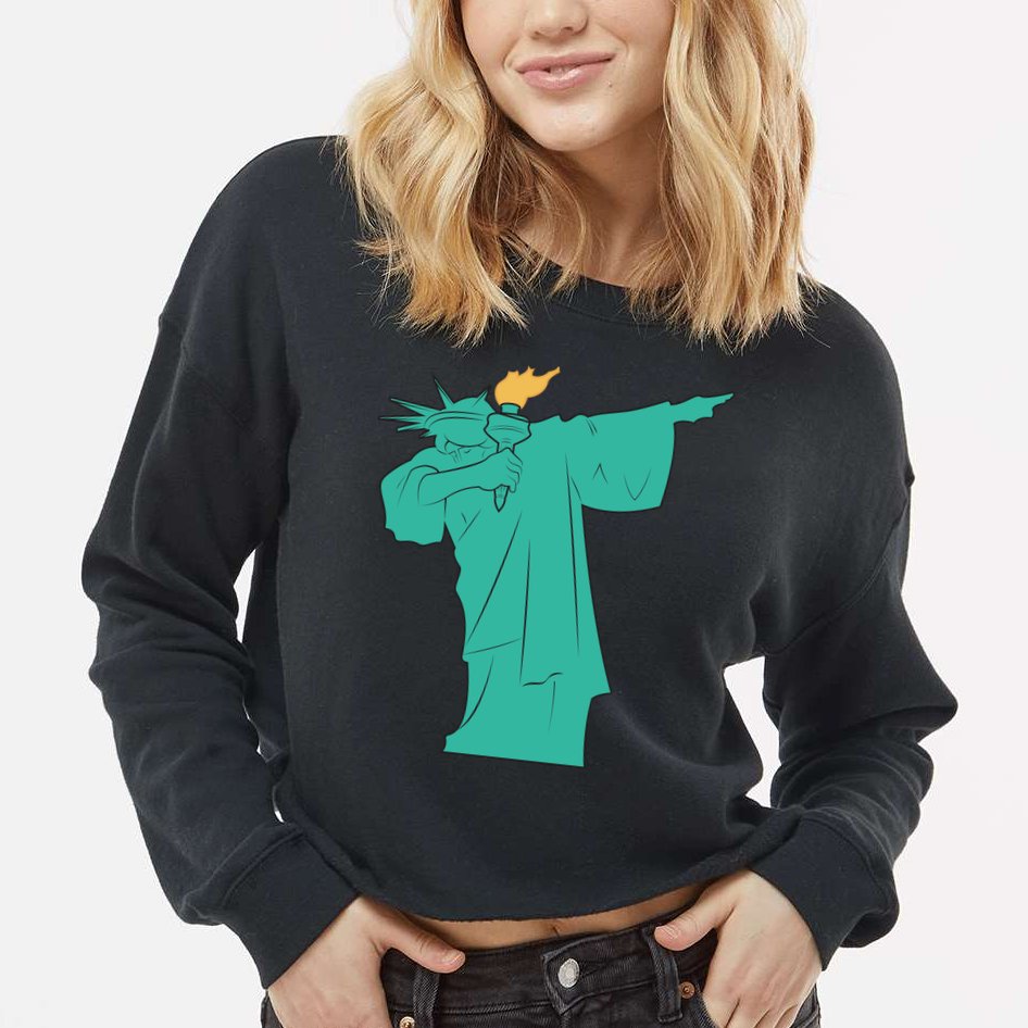 Dabbing Statue Of Liberty Cropped Pullover Crew