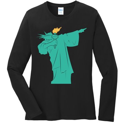 Dabbing Statue Of Liberty Ladies Long Sleeve Shirt