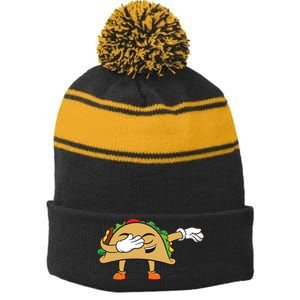 Dabbing Taco Stripe Pom Pom Beanie