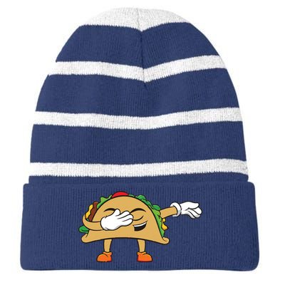 Dabbing Taco Striped Beanie with Solid Band