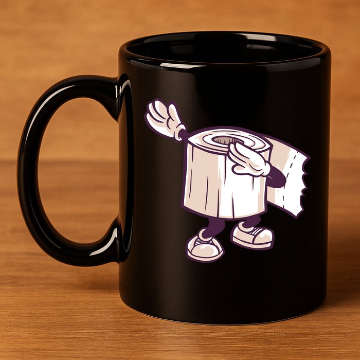 Dabbing Toilet Paper 11oz C Handle Ceramic Mug