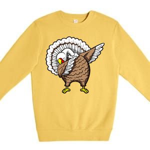 Dabbing Turkey Funny Thanksgiving Day Premium Crewneck Sweatshirt