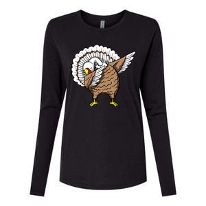 Dabbing Turkey Funny Thanksgiving Day Womens Cotton Relaxed Long Sleeve T-Shirt