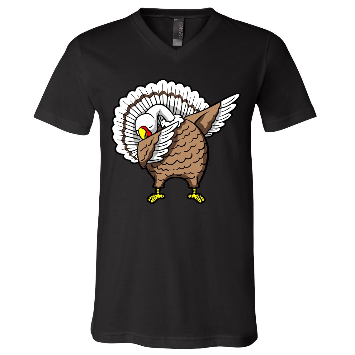 Dabbing Turkey Funny Thanksgiving Day V-Neck T-Shirt
