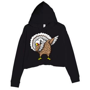 Dabbing Turkey Funny Thanksgiving Day Crop Fleece Hoodie