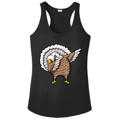 Dabbing Turkey Funny Thanksgiving Day Ladies PosiCharge Competitor Racerback Tank