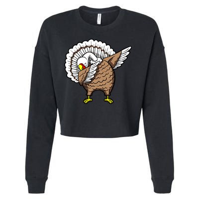 Dabbing Turkey Funny Thanksgiving Day Cropped Pullover Crew