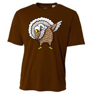 Dabbing Turkey Funny Thanksgiving Day Cooling Performance Crew T-Shirt