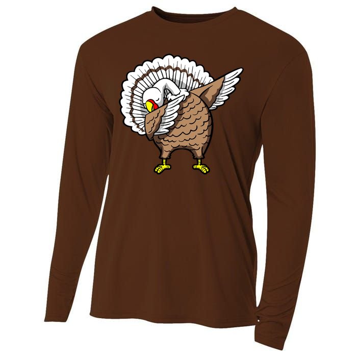 Dabbing Turkey Funny Thanksgiving Day Cooling Performance Long Sleeve Crew