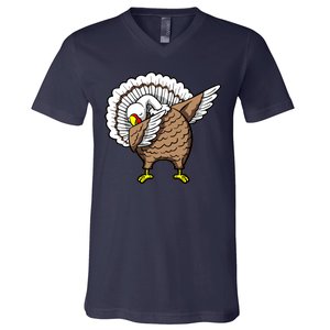 Dabbing Turkey Funny Thanksgiving Day V-Neck T-Shirt