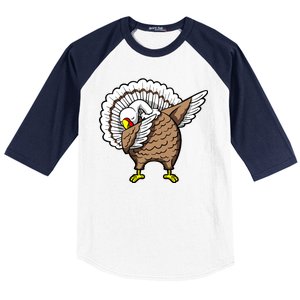 Dabbing Turkey Funny Thanksgiving Day Baseball Sleeve Shirt