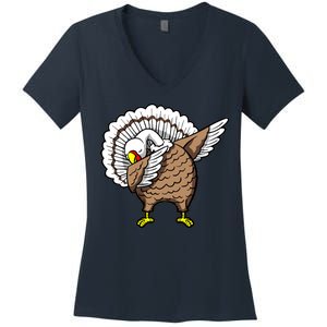 Dabbing Turkey Funny Thanksgiving Day Women's V-Neck T-Shirt