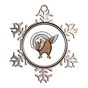 Dabbing Turkey Funny Thanksgiving Day Metallic Star Ornament