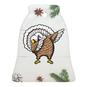 Dabbing Turkey Funny Thanksgiving Day Ceramic Bell Ornament