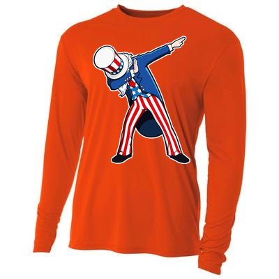 Dabbing Uncle Sam 4th of July Independence Day Cooling Performance Long Sleeve Crew