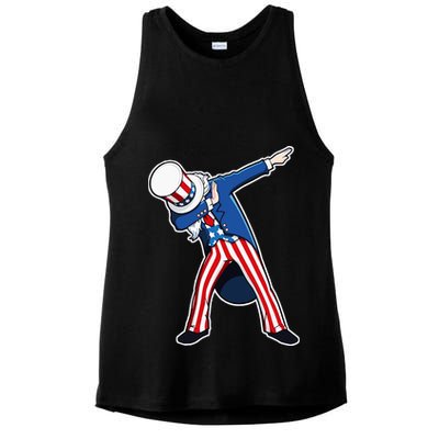 Dabbing Uncle Sam 4th of July Independence Day Ladies PosiCharge Tri-Blend Wicking Tank