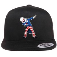 Dabbing Uncle Sam 4th of July Independence Day Flat Bill Trucker Hat