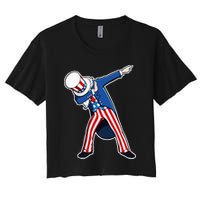 Dabbing Uncle Sam 4th of July Independence Day Women's Crop Top Tee