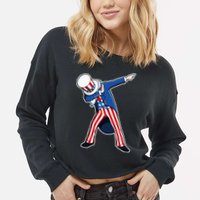 Dabbing Uncle Sam 4th of July Independence Day Cropped Pullover Crew