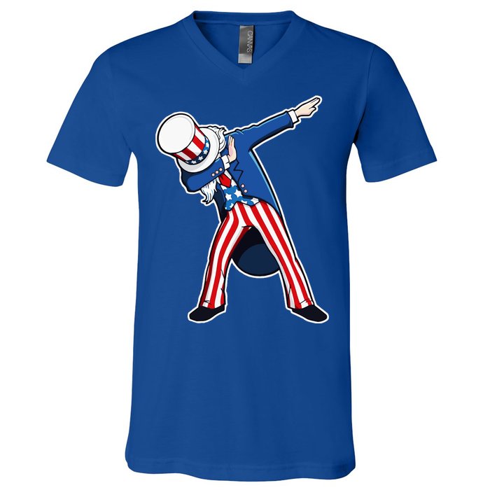 Dabbing Uncle Sam 4th of July Independence Day V-Neck T-Shirt