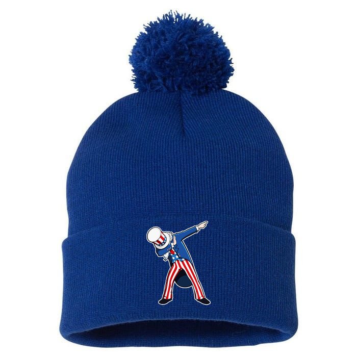 Dabbing Uncle Sam 4th of July Independence Day Pom Pom 12in Knit Beanie