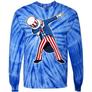 Dabbing Uncle Sam 4th of July Independence Day Tie-Dye Long Sleeve Shirt