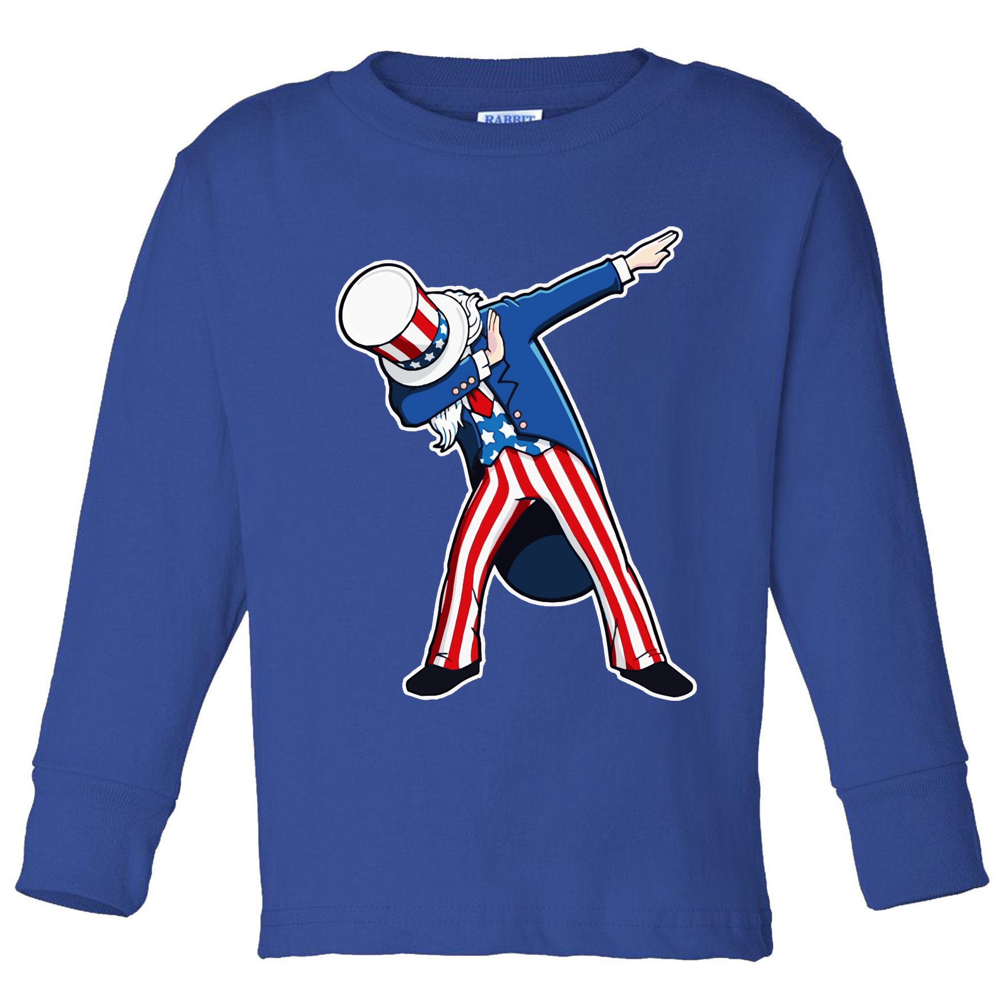 Dabbing Uncle Sam 4th of July Independence Day Toddler Long Sleeve Shirt