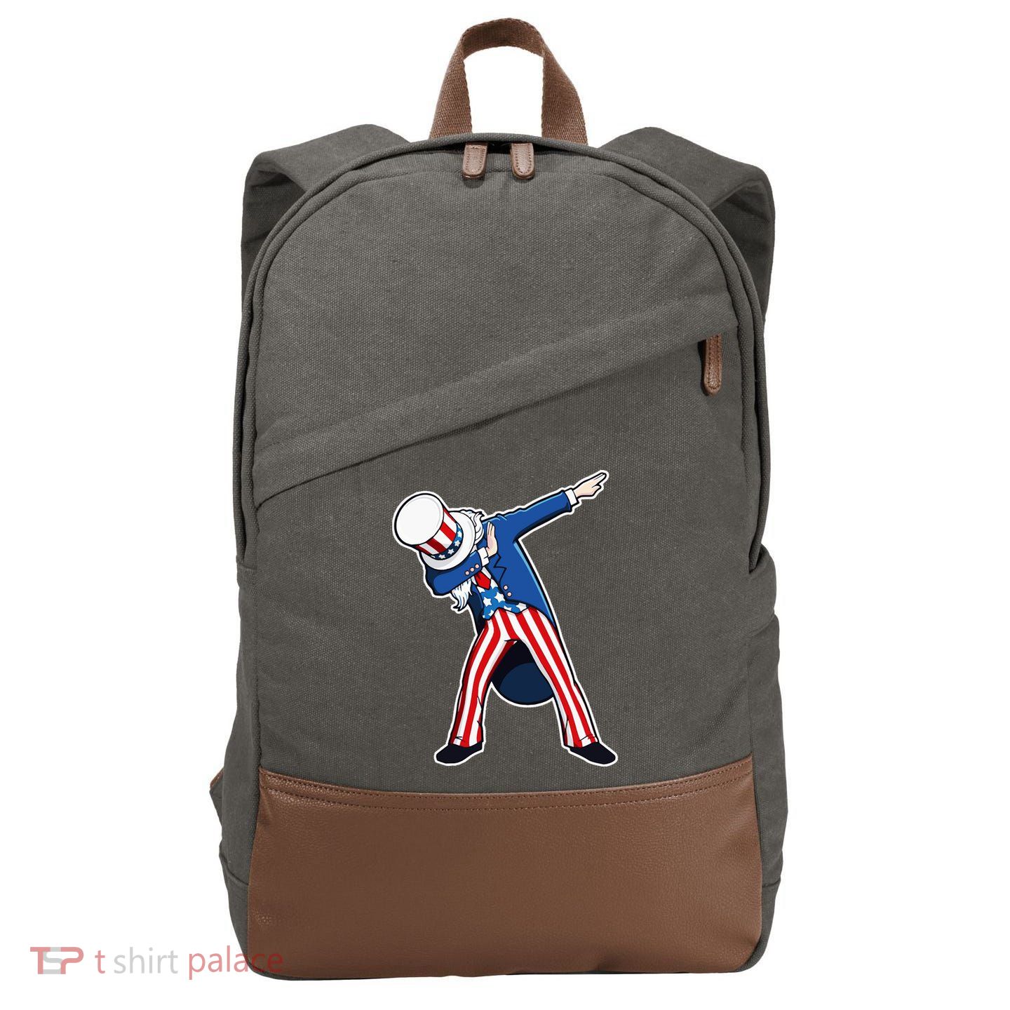 Dabbing Uncle Sam 4th of July Independence Day Cotton Canvas Backpack