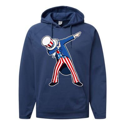 Dabbing Uncle Sam 4th of July Independence Day Performance Fleece Hoodie