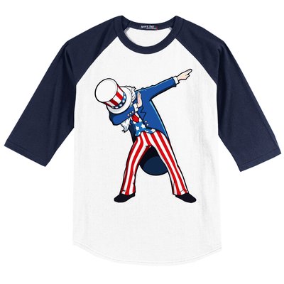 Dabbing Uncle Sam 4th of July Independence Day Baseball Sleeve Shirt