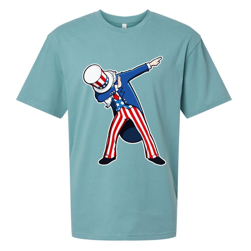 Dabbing Uncle Sam 4th of July Independence Day Sueded Cloud Jersey T-Shirt
