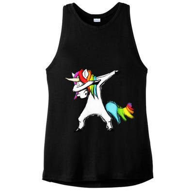Dabbing Unicorn Ladies PosiCharge Tri-Blend Wicking Tank